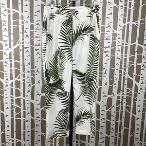 Palm Leaf Print High Waist Cropped Pants 8